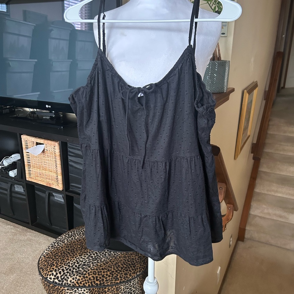 Old Navy Black Babydoll Tiered Camisole Top